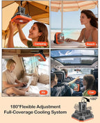 Odoland Portable Camping Fan with LED Lantern, 40H Rechargeable Battery Fan | Quiet Tent Fan with Hanging Hook for RV Car Beach Outdoor Hurricane Emergency Outages, 4-Speed Wind & 3-Color Light - Image 6
