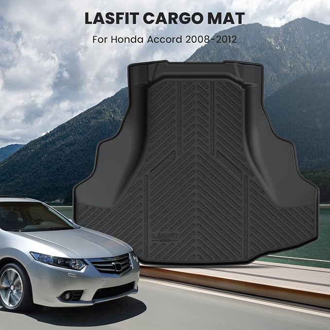 LASFIT Cargo Mat for Honda Accord 2012 2011 2010 2009 2008 (Only Sedan) | All Weather Custom Fit Anti-Slip Pet Friendly Easy Clean TPE Trunk Mat Cargo Liner (NOT for Coupe & Hybrid) - Image 2