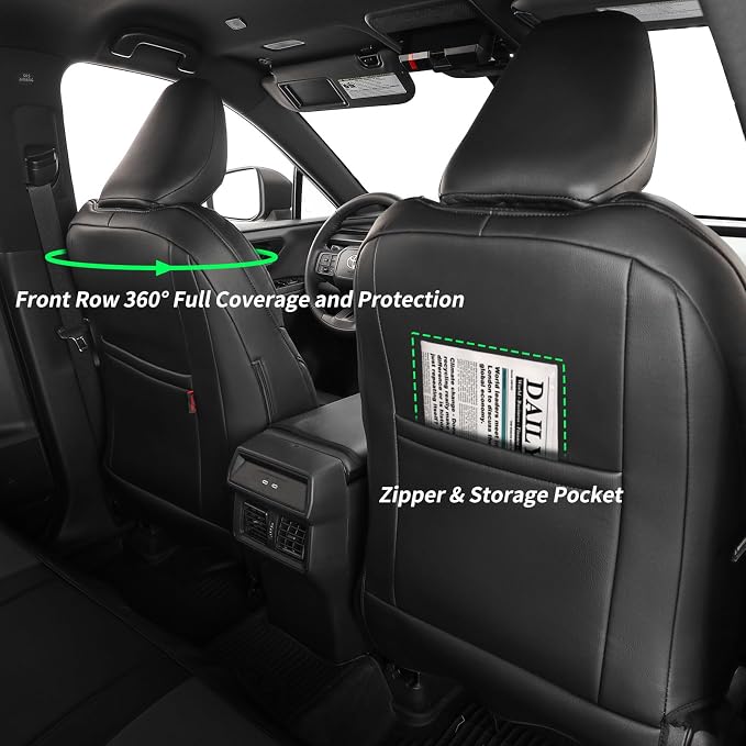 Faux Leather Seat Covers for 2022-2026 Toyota Corolla Cross,Non-Hybrid | Full Set Suv Seat Cushion for Corolla Cross L/XLE/LE,Luxury Waterproof Car Seat Protector,Factory Look,Black-Carbon - Image 5