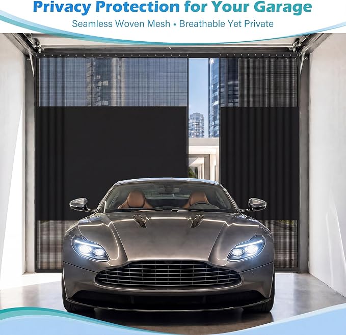 Frienda 12 x 7 ft Sliding Privacy Garage Door Screen 1 Car with Track Closure Retractable Magnetic Closure Heavy Duty Weighted Bottom Door Privacy Protection Curtain Keep Animals Out for Summer Garage - Image 3