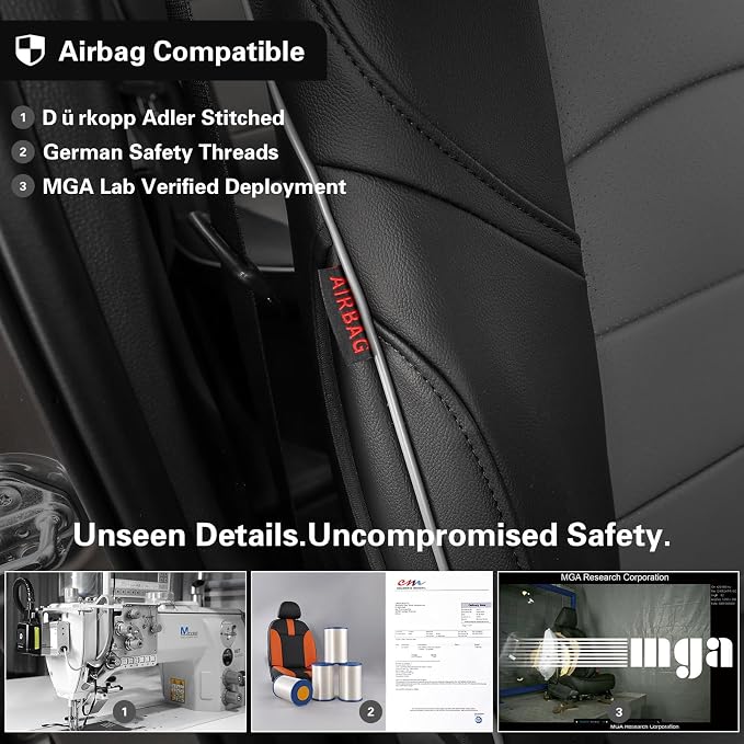 EKR Rav4 Seat Covers Custom Fit for Toyota Rav4 (Hybrid) Woodland/Limited 2026,Waterproof Leather Car Seat Cover Full Set for SUV,Faux Leather(Black/Gray) - Image 2