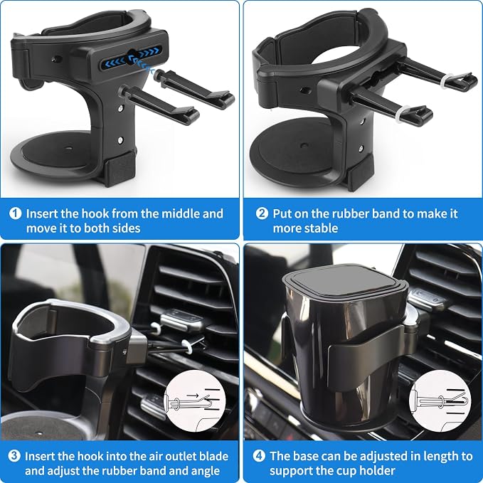QIIYCCE Cup Holder for Car, Cup Holder Expander for Car Air Vents, Car Ashtray Holder, Suitable for Cars and Trucks with Horizontal Blade Vents (1PCS) - Image 4