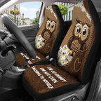 GENANY Cute Owl Car Seat Covers, 2-Piece Front Seat Set | 2-piece polyester front seat cover set, each 35 x 21 x 21 inches, with adjustable straps and hooks - Image 4