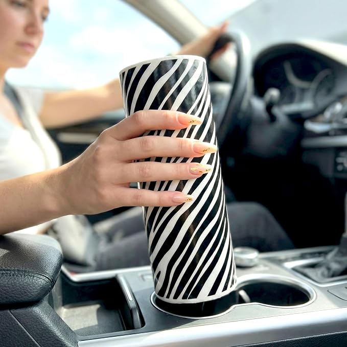 Car Tissues Cylinder for Cup Holder - Refillable Round Tissues Canister with 2 Packs Tissue - Wild Safari Car Interior Decor Accessories for Women & Men - Fits Standard Cars Cup Holders (Zebra Print) - Image 2