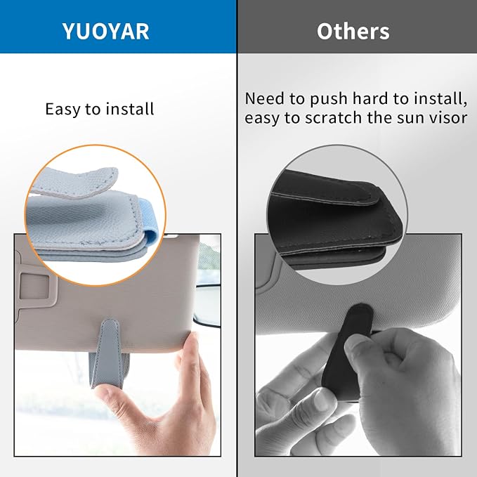 Yuoyar 2 Packs Magnetic Sunglass Holder for Car Visor (Blue) | Magnetic Interior Car Accessories - Image 3