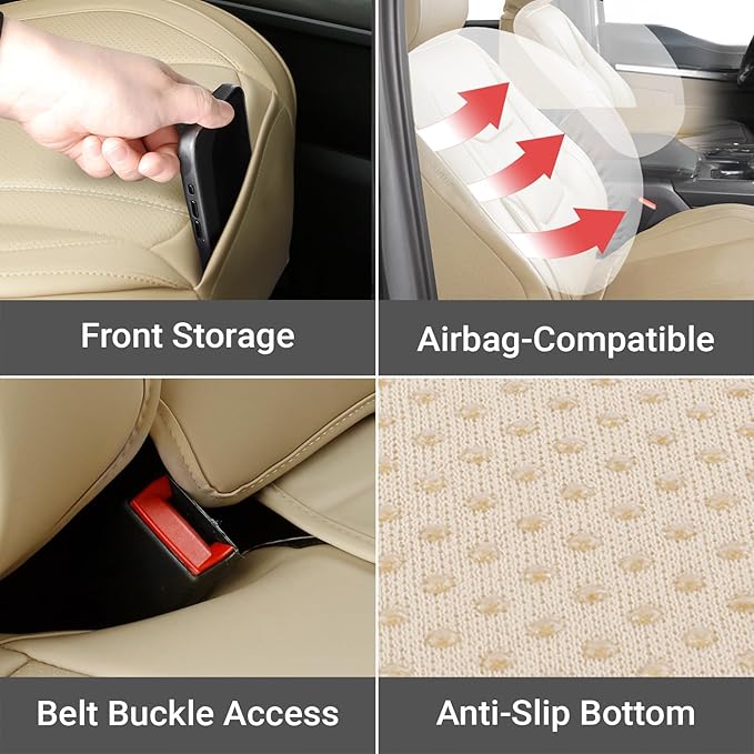 Coverland Premium Custom Fit Truck Car Seat Covers Full Set Seat Waterproof | Airbag Compatible Non-Slip Seat Cover for Silverado, Sierra 1500, 2500HD, 3500HD [Beige - Size Chart X52] - Image 6