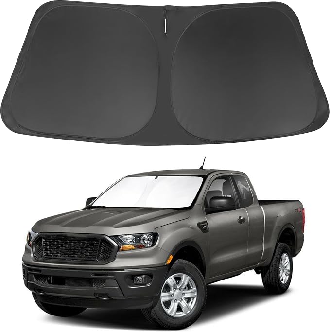 Windshield Sun Shade for 2019-2025 2026 Ford Ranger Accessories | Full covered, Foldable & Durable, Block UV Rays, Reduce Heat, Easy to install, Keep Car Cooler by LHFLIVE