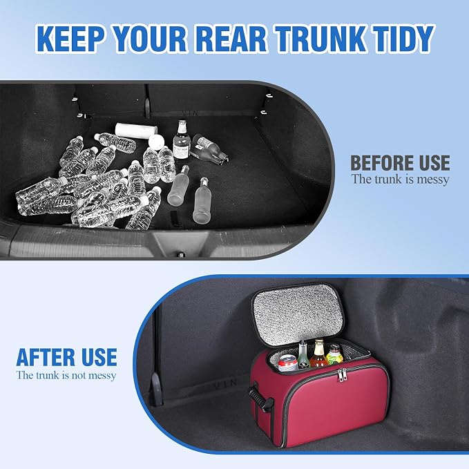 Foldable Car Insulated Storage Box, Portable Thermal Cooler Bag with Double Zipper & Sturdy Handle, Multi‑Purpose Car Seat Trunk Organizer for Drinks Snacks, Outdoor Picnic Camping Road Trips - Image 8