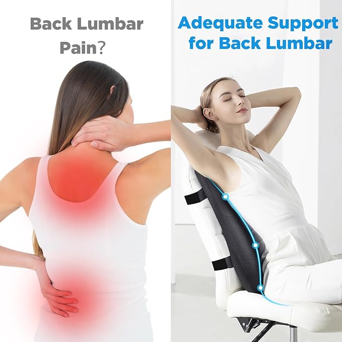 Teemour High Back Support Pillow for Office Chair, Fully Support Back Cushion - Memory Foam Lumbar Support Pillow for Office Chair, Desk, Gaming Chair, Promotes Posture Pain Relief Adjustable Straps - Image 8