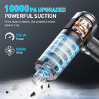 KMM Handheld Car Vacuum Cleaner, 10000PA Hand Held Vacuum & Air Duster | 120W High Power, Portable Cordless, Rechargeable with Multi-Nozzles & LED Light for Home, Car, Office - Image 2