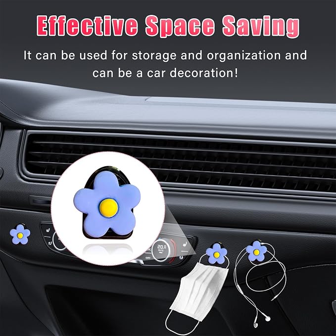 Augeny 8 PCS Car Seat Headrest Hook, Auto Seat Hook Hanger Storage Organizer, Adhesive Hooks for Purse Coat Umbrella Grocery Bag, Universal Interior Accessories for All Vehicles (Blue) - Image 4