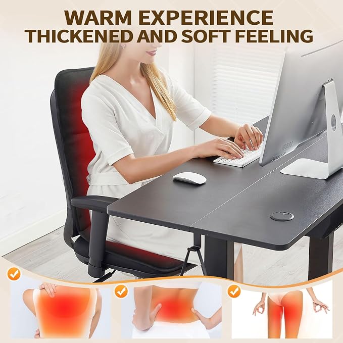 Heated Seat Cushion for Office Chair - Thick and Soft Warm Seat Cover in Winter- Easy Controller to Relieve Fatigue - Comfortable Heating Pad with Power Adapter for Home Etc. - Image 2