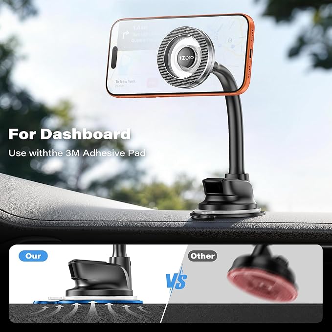 MagSafe Car Phone Mount with One-Button Suction Cup Lock | Strong Suction Cup with One-Button Lock Mounts to Dashboard or Windshield; Fits Iphone 12-17 and MagSafe-Compatible Phones - Image 4
