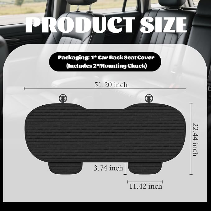 Car Bench Seat Cover with 2 Storage Slots,Breathable Backseat Car Covers to Protect Rear Seats from Dust/Scratches,Non-Slip Back Seat Cars Cover Fit for Most Cars/SUVs - Image 2