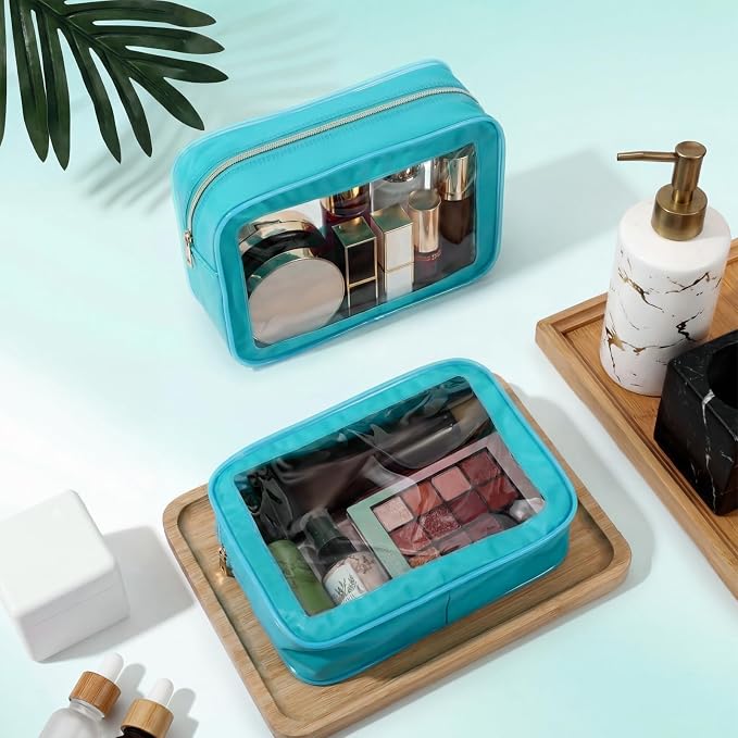 Hsei 6 Pcs Clear Makeup Bags Diaper Bag Organizer Travel Toiletry Bags with Zipper Clear Cosmetic Organizer Car Storage Pouch Bridesmaid Gift for Women Beach Vacation (Turquoise Green) - Image 4