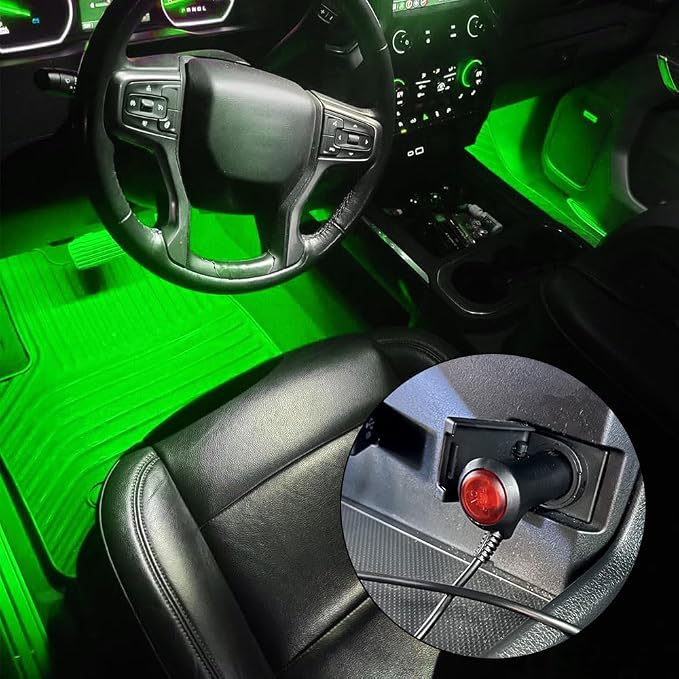 Car LED Strip Light, Interior Car Lights, 12V 24 LED Auto Atmosphere Lamps with Cigarette Lighter, Auto Lamp Ambient Night Light Strip Lighting Kit for Vehicles (Cigarette Lighter/Green) - Image 4