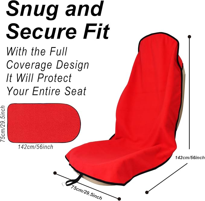 Car Seat Cover Protector Front Seats,for Gym Workout,Running,Swimming,Beach and Hiking,Waterproof Sweat Towel Bucket Seat Covers for Cars SUV Trucks (Red, 1Pcs) - Image 3