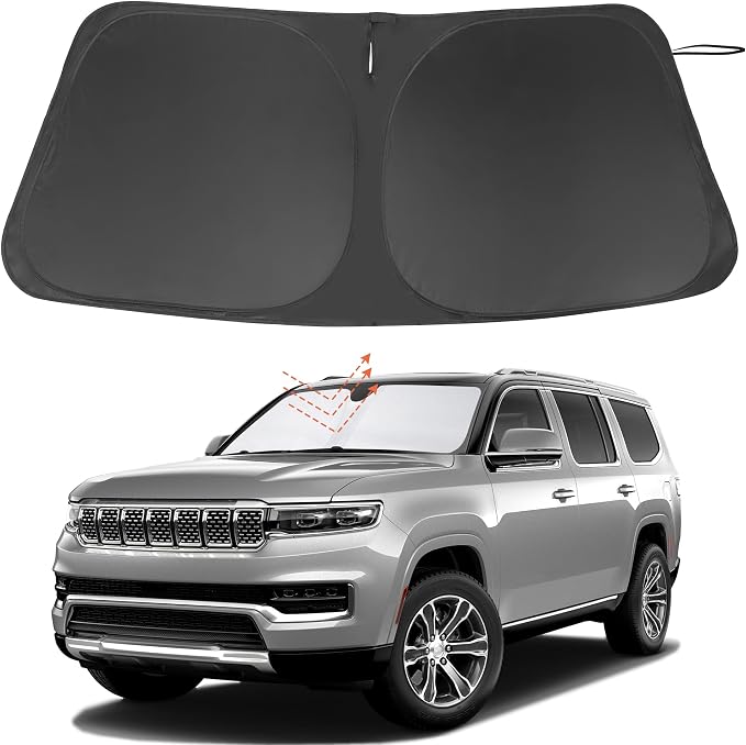 Windshield Sun Shade for 2022-2026 Jeep Wagoneer Accessories | Full covered for windshield, Foldable & Durable, Block UV Rays, Reduce Heat, Easy to install, Keep Car Cooler by LHFLIVE