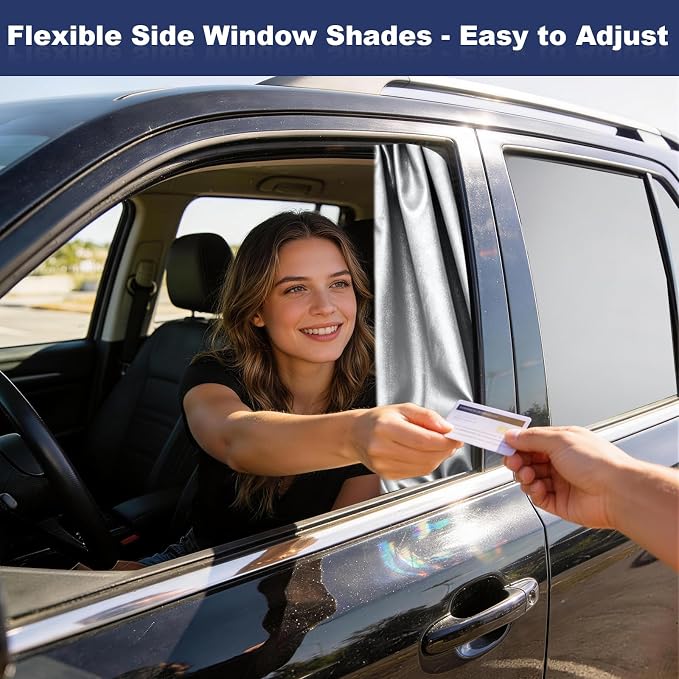 XCBYT Magnetic Car Window Shades for Side Window, 100% Blackout Privacy | 4-Pack Heat & UV protection reflective cooling for camping and work break. Fits iron frames only, measure first - Image 8