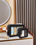 Clear Makeup Bag Set for Women, Travel Black Makeup Pouch Waterproof Cosmetic Bags with Zipper Clear Toiletry Bag for Traveling Small Make up Pouch for Purse Mini Cosmetic Case Car Organizer - Image 2