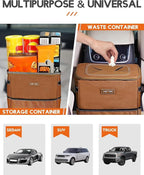 HOTOR Car Trash Can, Compact Waterproof Organizer, Leak-Proof Bin, 3-Gallon | Brown, Multifunctional Car Accessory with Adjustable Straps & Magnetic Snaps for Interior Car Storage - Image 7
