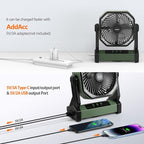 20000mAh Battery Powered Camping Fan, 58Hrs Rechargeable Portable Fan, 400LM Light, 360° Hook, Whisper Quiet Battery Operated Fan for Outdoor Car Travel Gear Essentials Power Outages Co-brand AMACOOL - Image 5
