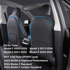 TOPABYTE Seat Back Kick Protector for Tesla Model Y Model 3 Model S Model X | Scratchproof Leather Backseat Mats for Kids & Pets Wear-Resistant Back Seat Cover with Extra Organizer Pocket 2 PCS - Black - Image 2