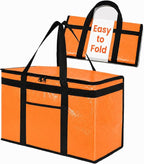 NZ home PRO Large Insulated Food Delivery Bag (2XL, Orange, 1 Pack) | Thermal bag, For cold & hot food, Water-resistant, Portable cooler, Soft sided catering tote, Grocery bag with zippered top by NZhome