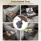 Car Tray & Car Desk for Laptop with Anti-Slip Protective Mat, 360° Rotating Wood Cup Holder Table, Eating Food, Working, Compatible with Tesla Model Y/3/S, Ford F150/Explorer/Maverick & Most Vehicles - Image 6