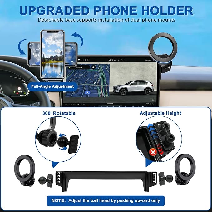 Dual-End Car Phone Holder for 2026 Mazda CX5 CX-5 Accessories 15.6 Screen | Strong Magnetic Cell Phone Mount for Magsafe iPhone, 360° Hands-Free No Air Vent Blockage Stable Stand, Only for Premium Plus - Image 5