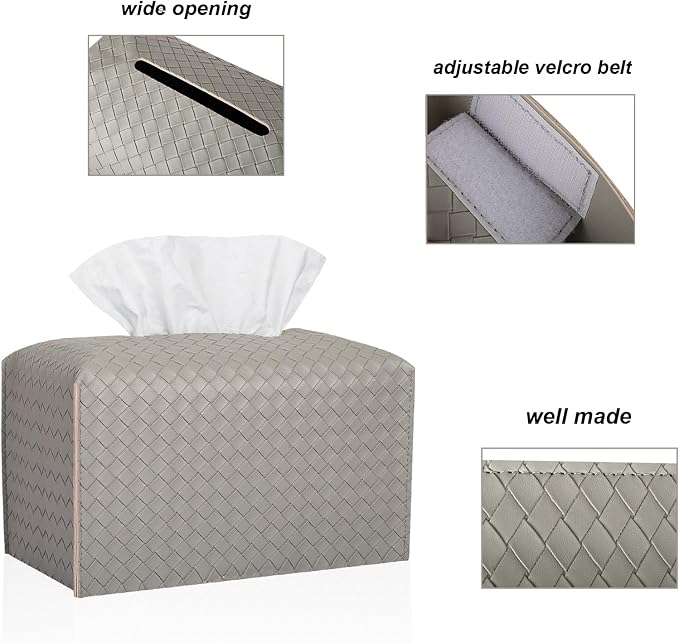 Tissue Box Cover Rectangle Leather Facial Paper Holder, Evergreen | PU Leather，Easy to Fill, Easy Clean, Decorative Cube Tissue Box Holder for Office, Bathroom,Kitchen, Living room, Guest room - Image 5