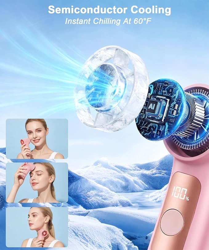 Portable Handheld Mini Fan with Ice Cooling Plate, Personal Clip On Turbo Fan Rechargeable, 18000 RPM 6 Speeds, 360° Detachable Clip, Pocket AC Fans Blow Cold Air for Beach Car Stroller Travel Makeup - Image 2