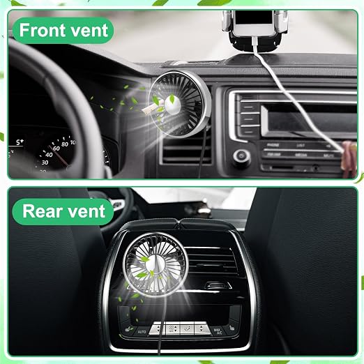 Glooglitter 2 Pcs Car Fan USB for Rear Seat Passenger Portable Headrest 360 Degree Rotatable 3 Speed 12v/ 24v Automobile Ventilation Fan with Clip for SUV Backseat, RV, Vehicles(Novelty,Silver) - Image 6