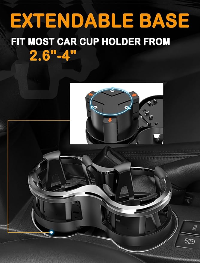 Car Cup Holder Expander with Adjustable Base Fits Mugs & Ashtray | Fit Bottle within 2.7”|With Expandable Base|2 in 1 Cup Holder Adapter| for Car with Expandable Insert - Image 6