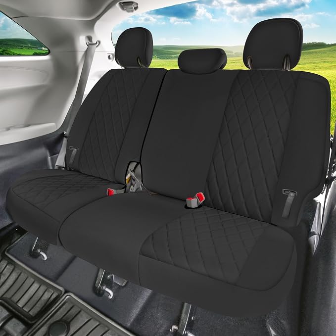 FH Group Custom Fit Car Seat Covers Specifically Made for Toyota Sienna 2011-2020, Car Seat Cover Full Set, 8 Seater Automotive Seat Covers in Black Neoprene, Waterproof and Washable Seat Covers - Image 5