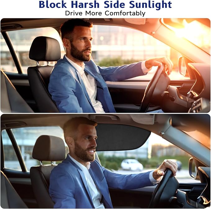 Car Window Shades, Magnetic Side Window Sun Glare Blocker with 7 Built-in N40 Magnets, 2 Pack UV Protection Driving Shade for Driver & Passenger Side, Heat Reduction, Easy Installation - Image 6