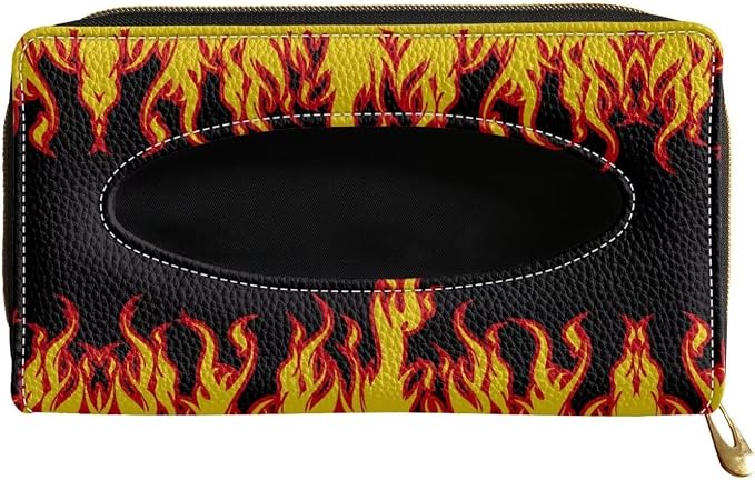Biyejit Car Tissue Holder, Fire Flame PU Leather Hanging Paper Towel Box, Auto Napkin Holder Cover Paper Tissue Dispenser for Sun Visor & Backseat Vehicle by Biyejit