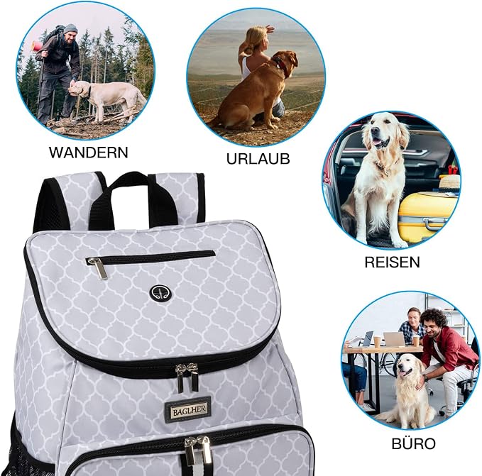 BAGLHER丨Dog Travel Bag, Airline Approved Pet Supplies Backpack, Dog Travel Backpack with 2 Silicone Collapsible Bowls and 2 Food Baskets - Image 6