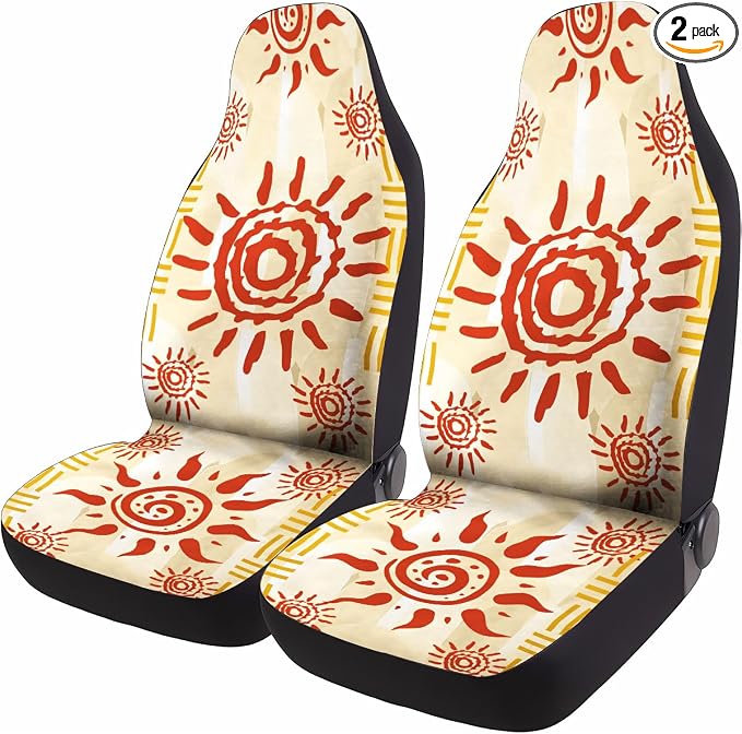 GENANY Celestial Sun Car Seat Covers, 2-Piece Front Seat Set | 2-piece polyester front seat cover set, each 35 x 21 x 21 inches, with adjustable straps and hooks by GENANY