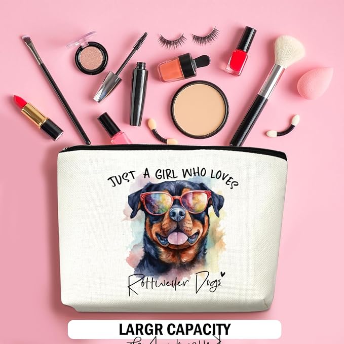Rottweiler Gifts for Woman Makeup Bag Rottweiler Lovers Cosmetic Bag | Travel Organizer Bags Makeup Pouch, Christmas Birthday Friendship Animal Lovers Gifts for Women Girls Sisters - Image 4