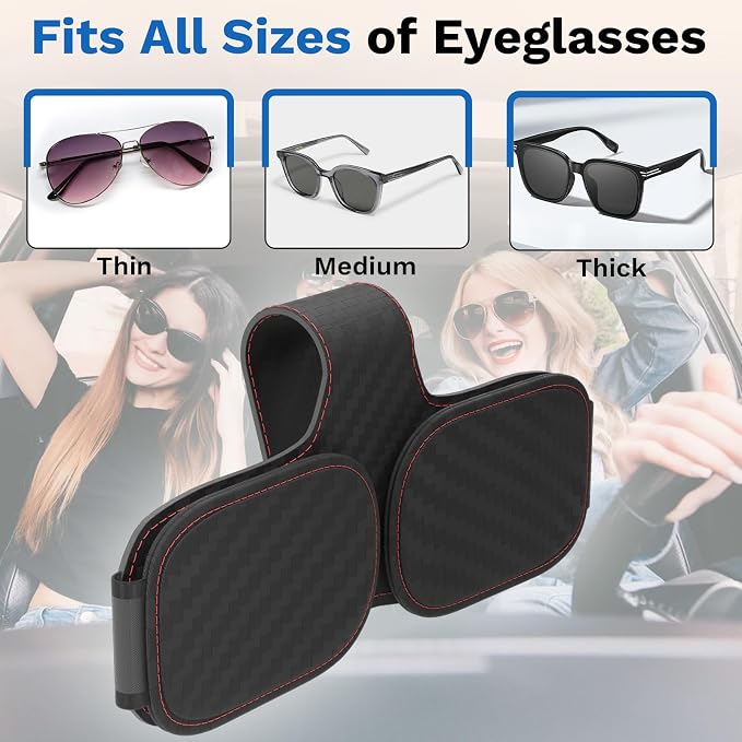 BFXM Sunglass Holder for Car, Double Clip Magnetic Leather | Sunglasses Holder Eyeglass Hanger Clip for Car Visor, Cars Sun Visor Ticket Card Clip - Image 5