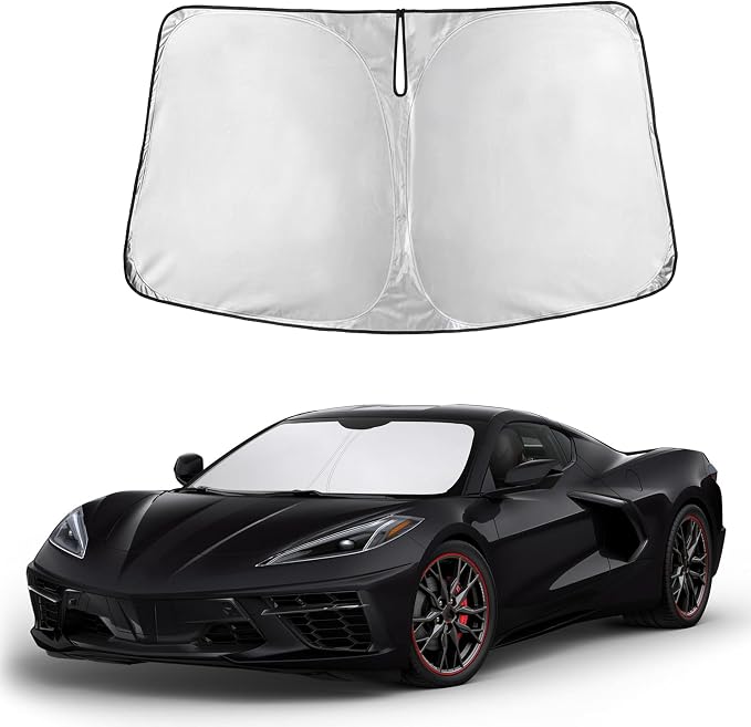 Autovir Windshield Sun Shade Fit for 2020-2024 2025 2026 Chevrolet C8 | Sunshade, Front Car Window Shades Sun Visor, Blocks UV Rays & Heat, Car Accessories by Autovir