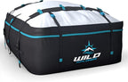 Rooftop Cargo Carrier 15 Cu Ft, Waterproof Soft Shell Roof Bag | Heavy Duty Car Top Luggage Cargo Bag with Patented Door Hooks, Protective Mat and Storage Bag (44 x 34 x 17 in, L) by WildXplorer