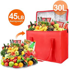 Bodaon 1-Pack Insulated Reusable Grocery Shopping Bags, X-Large Picnic Cooler Bag with Top Cold, Insulated Food/Pizza Delivery Bag (Red) - Image 4