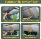 Leather Sunglass Holder for Car Visor, Magnetic Eyeglasses Clips(Beige) | One-Handed Operation, Fits Different Size Eyeglasses, Car Essentials for Women - Image 6