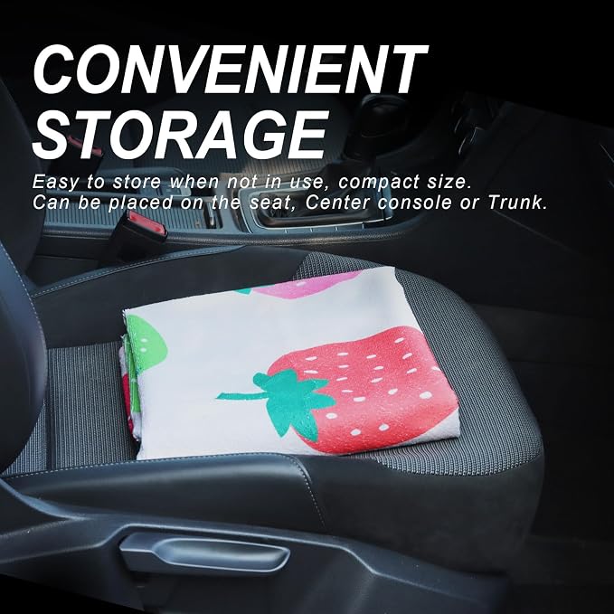 Sweat Towel Car Seat Cover Protector Front Seats for Gym Workout, Running, Swimming, Beach and Hiking, Waterproof Universal Seat Cover for Car, Trucks, Van & SUV (1, Strawberry, Front) - Image 5