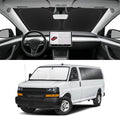 Custom Fit Windshield Sun Shade for Chevrolet Express 1996-2026 | Blocks UV Rays and Sun Heat, Helps Reduce Interior Temperature, Protects Dashboard from Fading, Folds Easily for Storage by SLOGENTO
