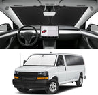 Custom Fit Windshield Sun Shade for Chevrolet Express 1996-2026 | Blocks UV Rays and Sun Heat, Helps Reduce Interior Temperature, Protects Dashboard from Fading, Folds Easily for Storage by SLOGENTO