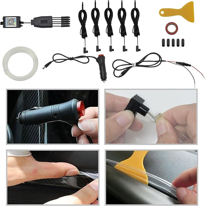 Upgraded 6-in-1 Car Ambient Lighting Kit, 315-inch Pre-Threaded Fiber Optic, APP & Remote Control, 16 Million Colors, Music Sync, High Brightness LED Interior Lights for Cars, Trucks, SUV - Image 5