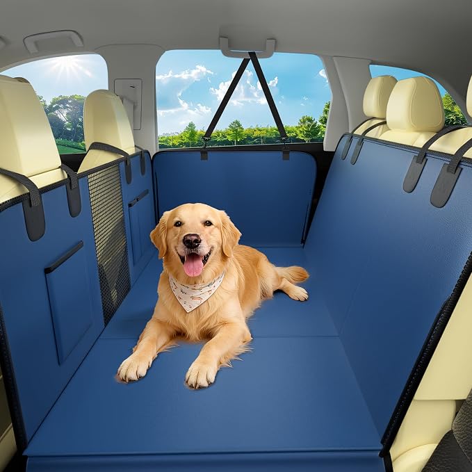 Hard Bottom Dog Car Seat Cover, 52"×65", Waterproof PU Leather | Stable Hard Bottom Support for Comfortable Rides with Large Dogs by JKLESADirect